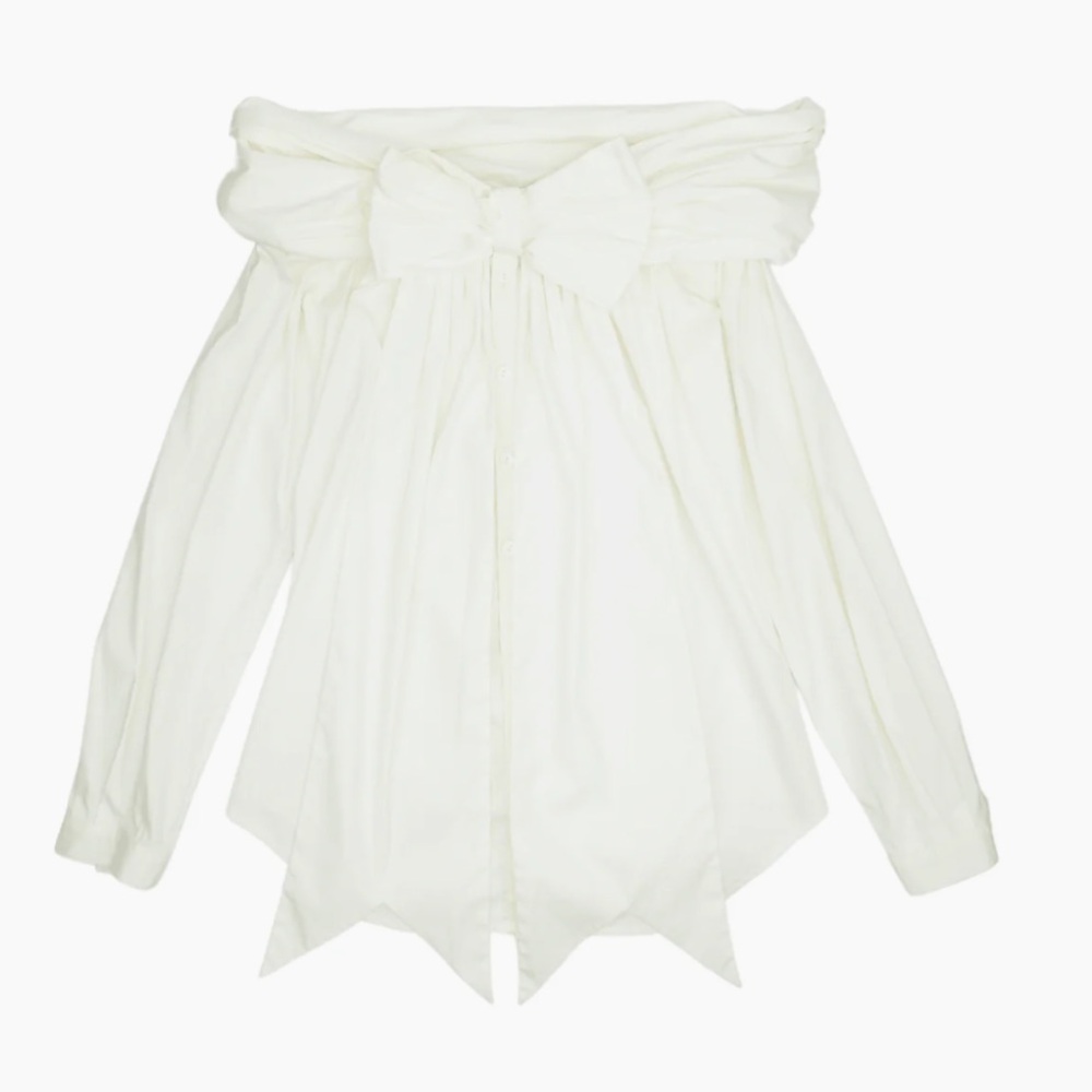 Jean Paul Gaultier Elegant White Bow Blouse